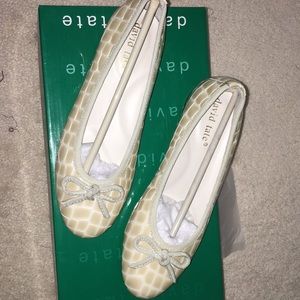 David Tate Ballet Flats in Bone Croco Sz 5 women’s